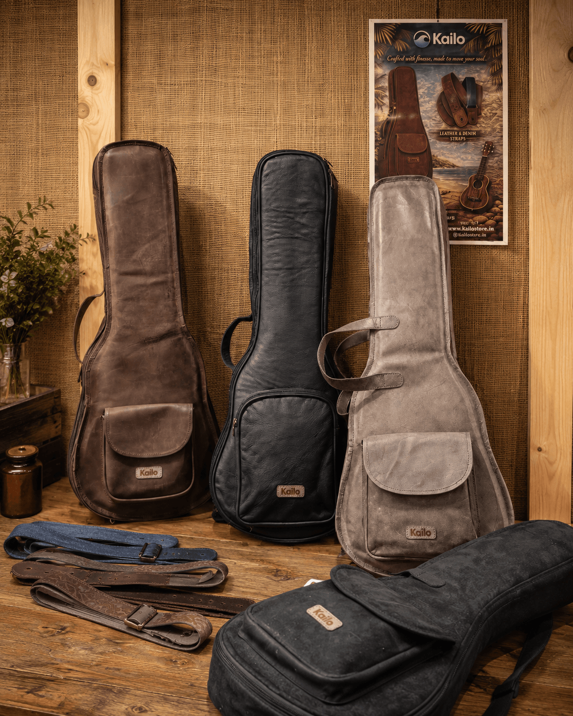 Leather Ukulele Bag — Black
