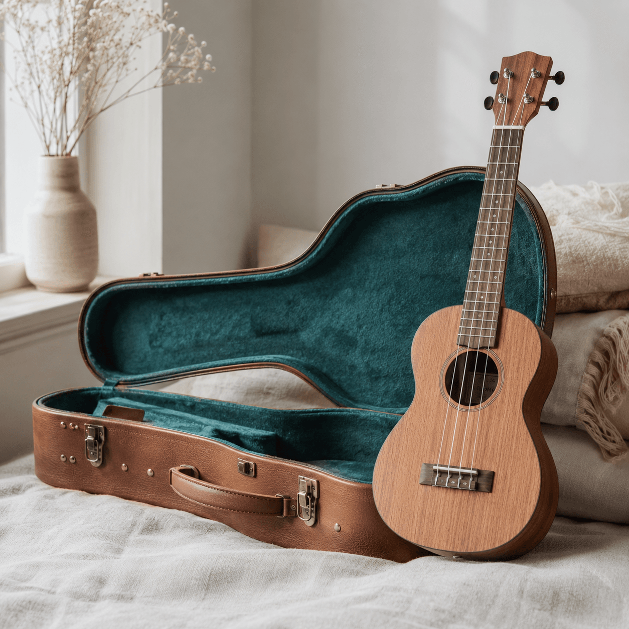 A Kailo ukulele bag resting in the window light